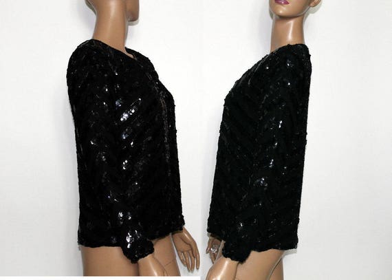 Vintage 1990s Sweater // Black //Sequins // Tube … - image 2
