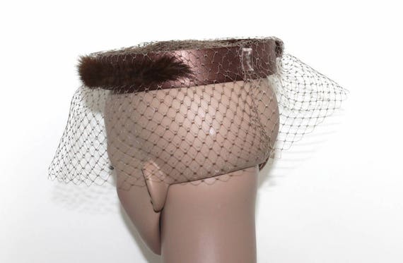 Vintage 1960s Hat - Mink over Nylon Headband with… - image 6