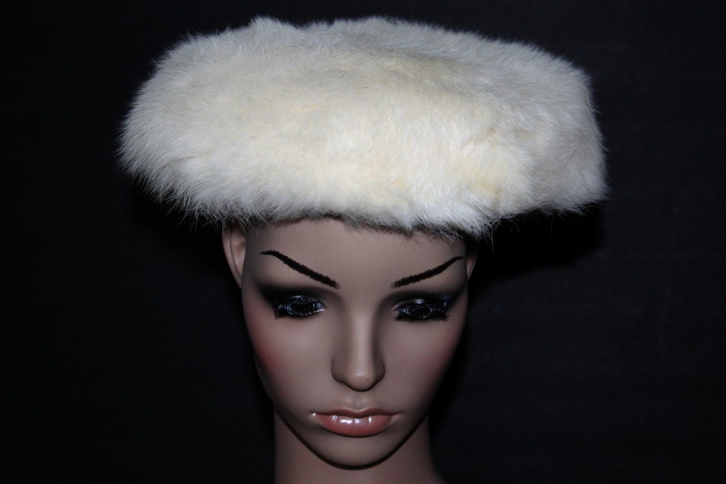 Vintage 1950s Hat // Rabbit Fur // Designer Carson Pirie
