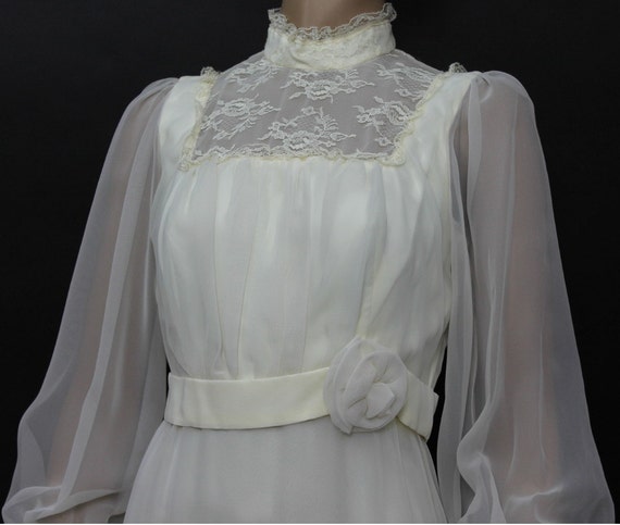 Vintage 1970s Gown Wedding Formal Dress Garden Pa… - image 4