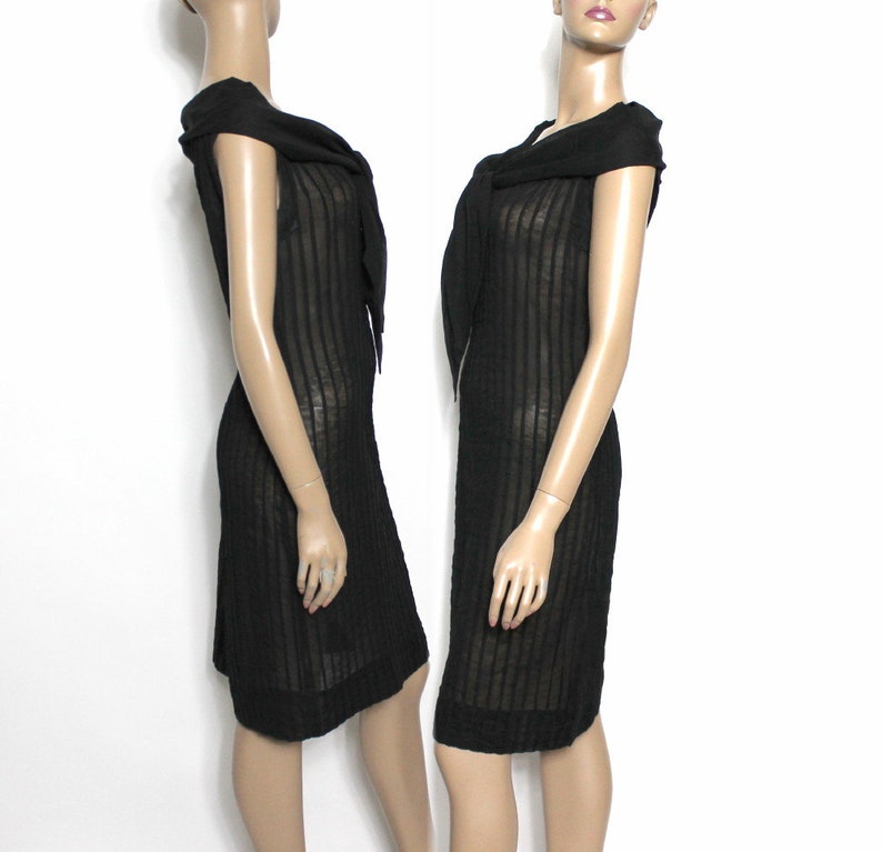 Vintage 1960s Dress //Sheer// Black// Shawl Collar// Party ...