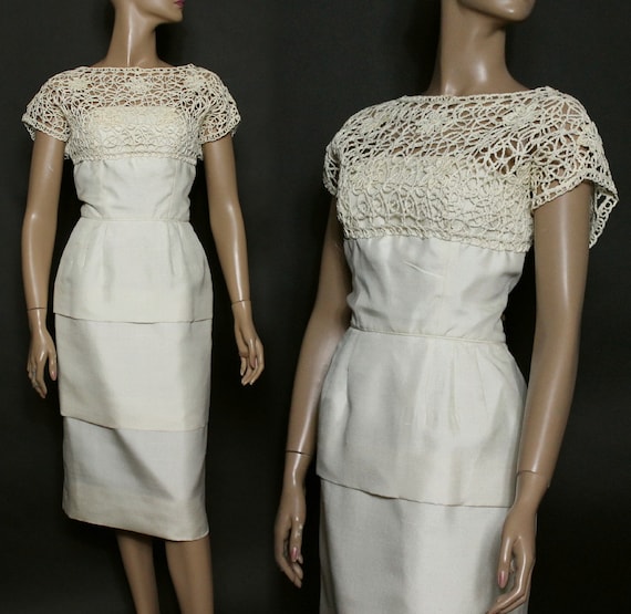 ivory wiggle dress Vintage 1950's Ivory Wiggle Dress