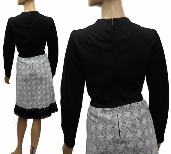 Vintage 1960s Dress// Polyester// 60s Dress//Blac… - image 3