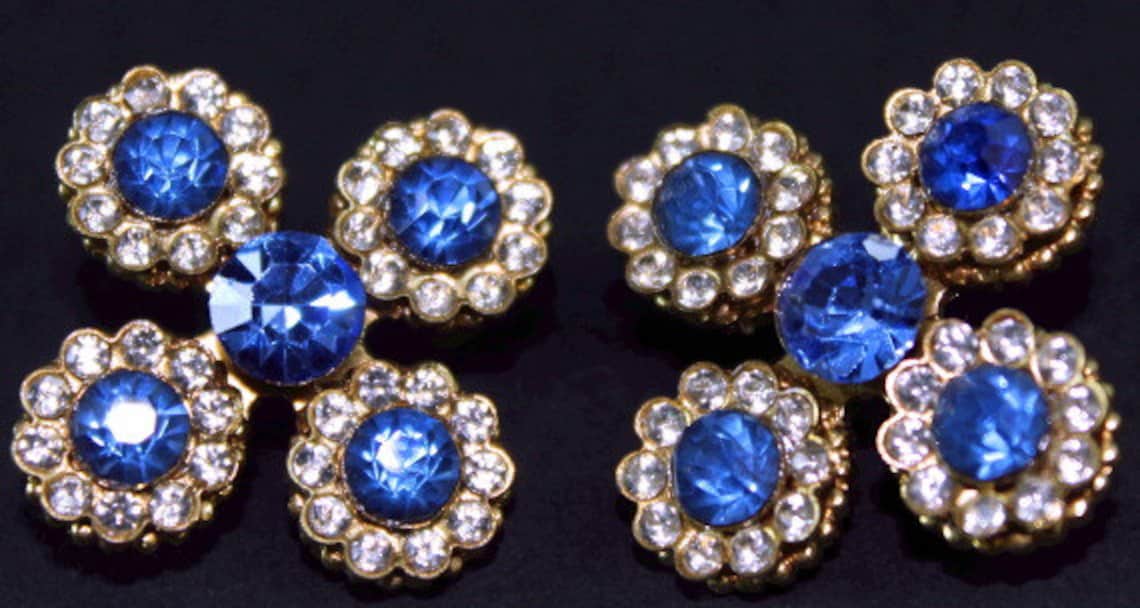Vintage 1950s Rhinestone Scatter Pins With Blue and Clear Etsy