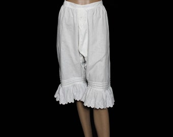 Vintage 1800's Bloomers// White//Embroidered //Open Crotch Bloomers//Button Waist// 1800s Bloomers