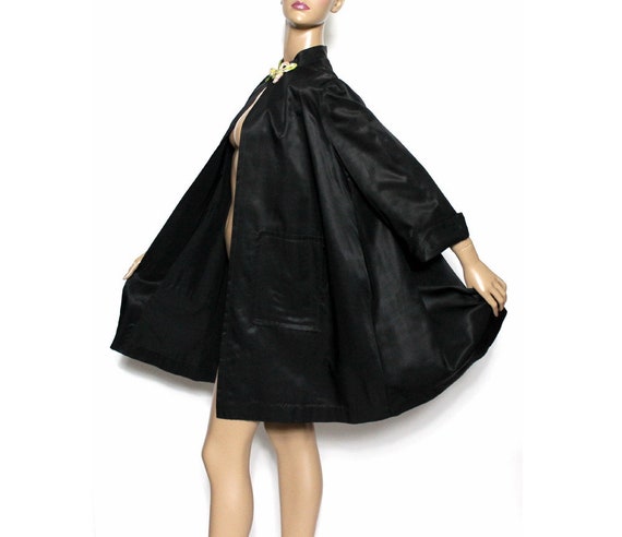 Vintage 1950s Coat// Swing Coat// Black// Designer