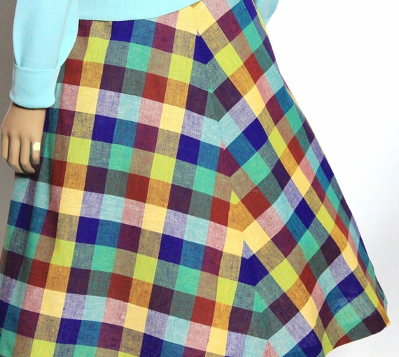 Vintage 1950s Plaid Skirt Matching Sweater Design… - image 4