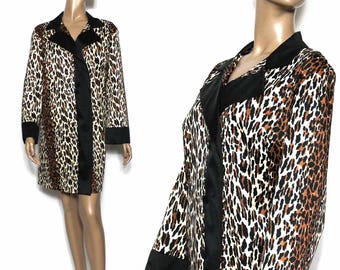Vintage Coat// 1960s// Faux Leopard// Leopard Jacket//Overcoat// Leopard Dress// Nylon// 60s Jacket// Leopard Coat