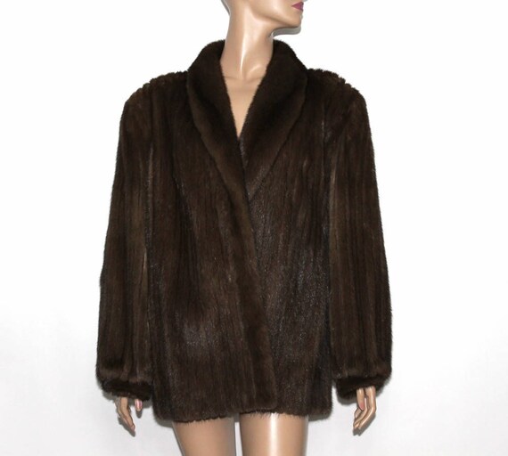 Vintage Mink Coat// 1970s Brown Mink//Leather Inse