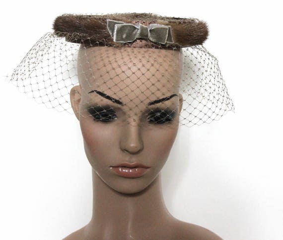 Vintage 1960s Hat - Mink over Nylon Headband with… - image 2