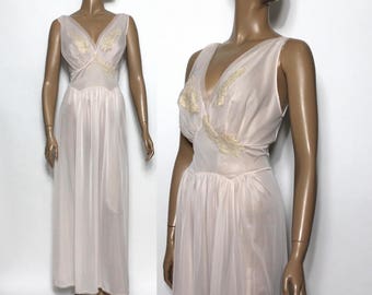 Vintage 1950s Gown // Pink // Chiffon // Designer Vanity Fair // Diva Gown // Sheer //  Sexy // Marilyn Monroe // Pinup VLV Burlesque