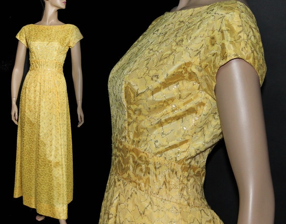 見事な創造力 Emma Designer Gown Dress 1950s Vintage Domb Formal Gold スーツ・フォーマル・ドレス