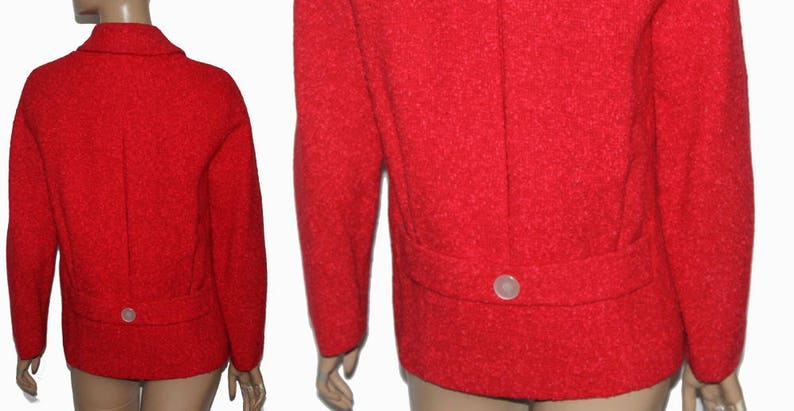 Vintage 1950s Coat//Designer Betty Rose// Red// Wool// Satin Lined//Red Jacket// Red Sweater//50s Coat// image 3