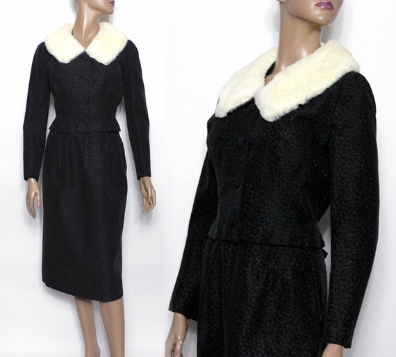 Vintage Lilli Ann Suit // Black // White Mink Coll