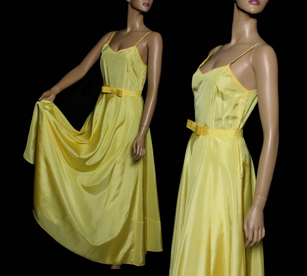 Vintage 1930s Dress Yellow Cocktail Party Prom Dress Garden - Etsy
