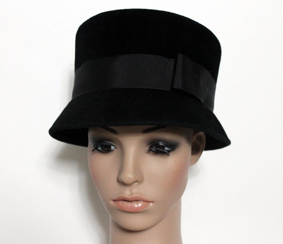 1940s Hat Black Hat Designer High Top El Rita Hats Black Felt Hat