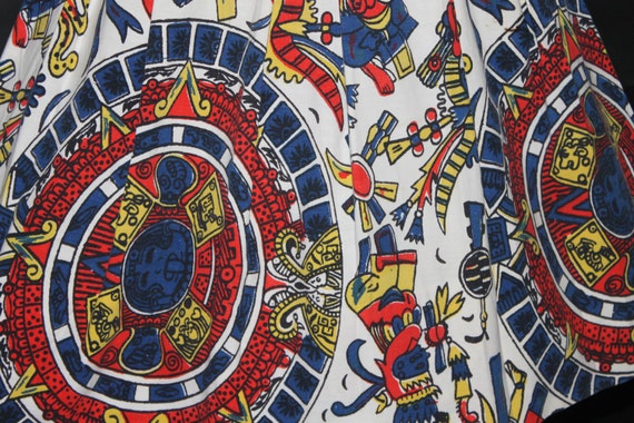 Vintage 1950s Skirt Full Circle Tribal Print Cotton Retro Rockabilly Cup Cake Garden Party Swing Jive Mad Men Dress View 4