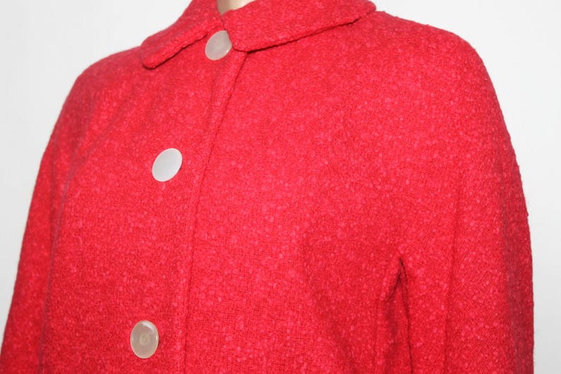 Vintage 1950s Coat//Designer Betty Rose// Red// Wool// Satin Lined//Red Jacket// Red Sweater//50s Coat// image 5