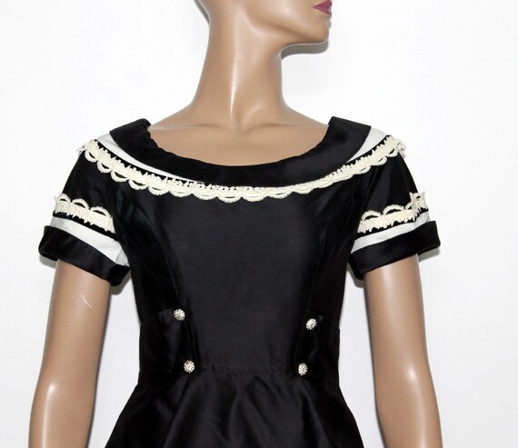 Vintage 1950s Dress//Black Party Dress// Full Ski… - image 4