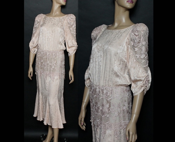 Vintage 1980s Dress Designer Art Deco Art Nouveau… - image 1