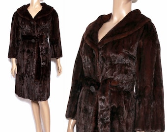 Vintage Mink Coat //50s Full Length Mink Coat//Auburn Mink Coat// Tie Belt//Shukertz Furs//Gorgeous// Fully Lined// 1950s Mink Coat