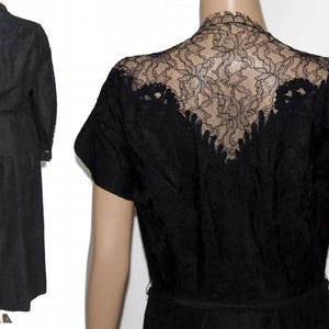 Vintage 1940s Dress //Black Lace// Designer //Lace Jacket// Rhinestones// Cocktail Dress // Fully Lined// 1940s Black Lace Dress// image 2