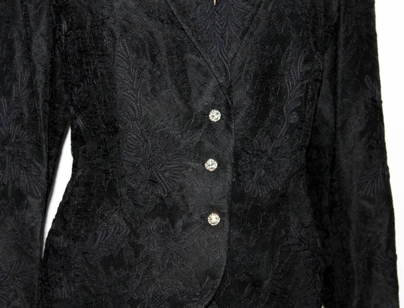Vintage 1940s Dress //Black Lace// Designer //Lace Jacket// Rhinestones// Cocktail Dress // Fully Lined// 1940s Black Lace Dress// image 6