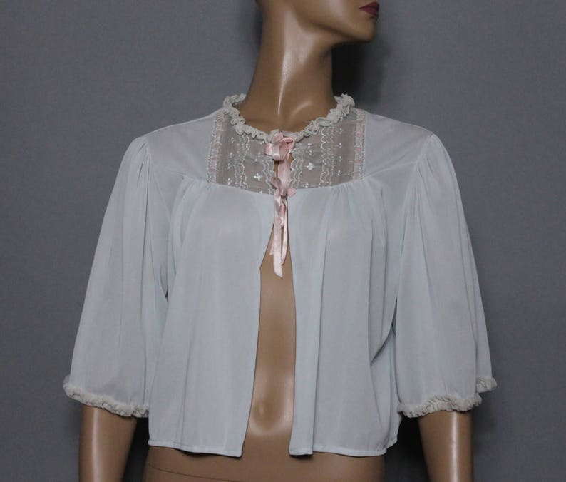 1950s Bed Jacket //Designer Dainty Maid // Blue//Nylon// | Etsy
