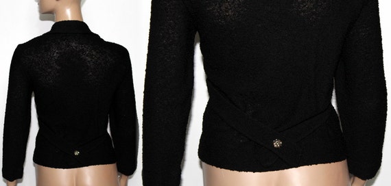 Vintage Sweater // 1950s // Black// Wool // Clear… - image 3