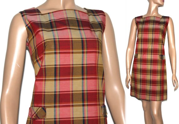 Vintage 1960s Dress// Plaid// Mini Dress//Party D… - image 1