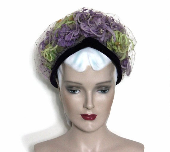 Vintage Hat// 1950's // Netting // Pillbox Hat //