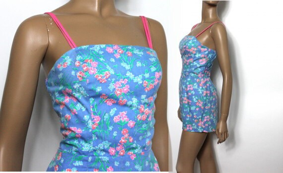 Vintage 1960s Swimsuit Bathing suit Playsuit Swim… - image 2