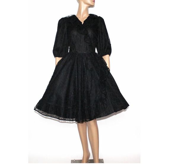 Vintage 1970's Dress//Square Dance Dress//Black Dr