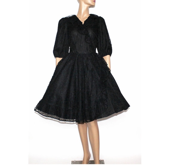 Vintage 1970's Dress//Square Dance Dress//Black D… - image 1