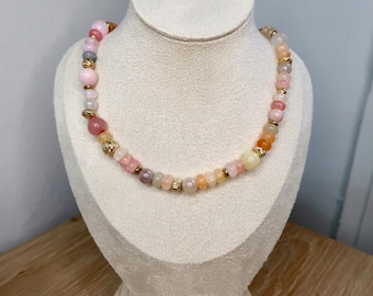 The Harbor Necklace - Sunset | Handmade Glass Bead Necklace, Soft Color Jewelry, Minimal Statement Necklace, Everyday Layering