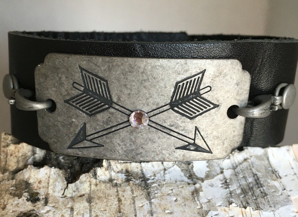 Leather Cuff Bracelet Arrow Bracelet Silver Arrow Bracelet Etsy