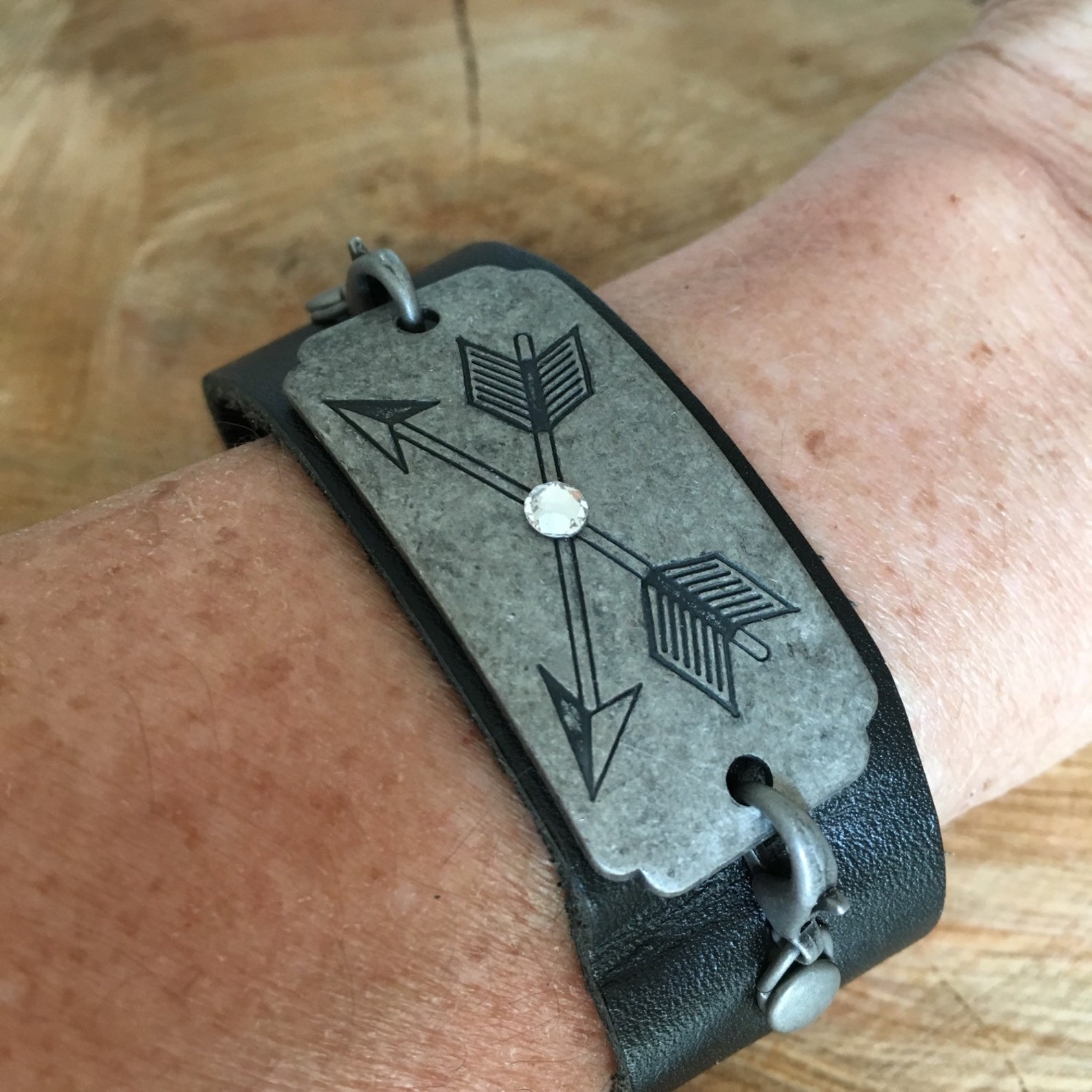 Leather Cuff Bracelet Arrow Bracelet Silver Arrow Bracelet Etsy