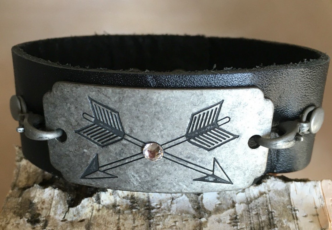Leather Cuff Bracelet Arrow Bracelet Silver Arrow Bracelet Etsy