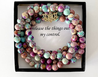 Emperor Jasper Mala Beads: Yoga Meditation Bracelet Necklace