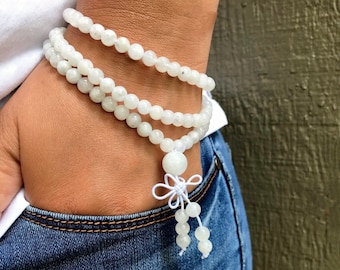 Pulseira Mala de Pedra da Lua: Presente de Meditação e Yoga para Mulheres