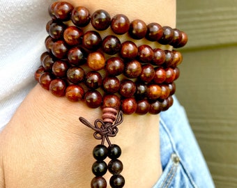 Rosewood Stretchy 108 Bead Mala - 8mm Rosewood Stretchy 108 Bead Mala - 8mm
