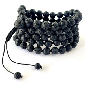 Lava Rock 108 Mala Beads: Men&#39;s Meditation Prayer Bracelet