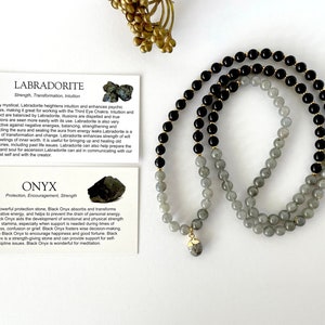 Labradorite Mala Beads: 6MM Stretchy Yoga Bracelet