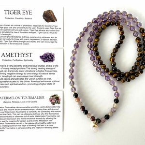 Mala beads Amethyst necklace natural stone 6 MM Mala necklace, Yoga meditation prayer beads,Gemstone necklace women necklace, Gift for her