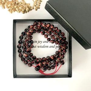 MALA - CONFIDENCE - MOTIVATION Red tiger eye, Hand knotted 108 Mala Beads, Yoga Gift  Mala Bracelet, Mala Necklace, Buddhist prayer beads