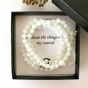 MOONSTONE Mala beads, Yoga gifts, Buddhist prayer beads, Hand knotted meditation beads, Meditation gift, Yoga jewelry Goddess Moonstone Mala