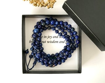 LAPIS LAZULI MALA - 108  Mala beads knotted  Mala necklace, Throat Chakra Yoga Gift, Meditation beads, Japa Mala necklace prayer beads