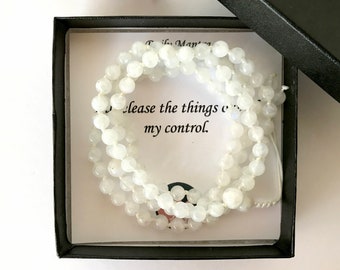 Moonstone Mala Beads: Hand Knotted Meditation Prayer Beads