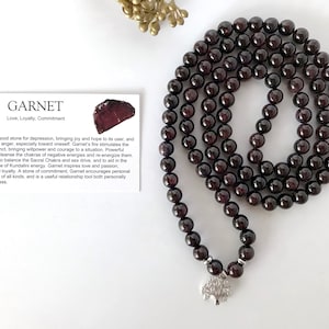 Mala beads, Mala bracelet, Garnet Mala beaded necklace 108 Mala, Buddhist Prayer beads, Yoga jewelry, Yoga bracelet, Meditation beads