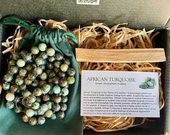Knotted African Turquoise Mala Beads: Meditation Necklace Bracelet